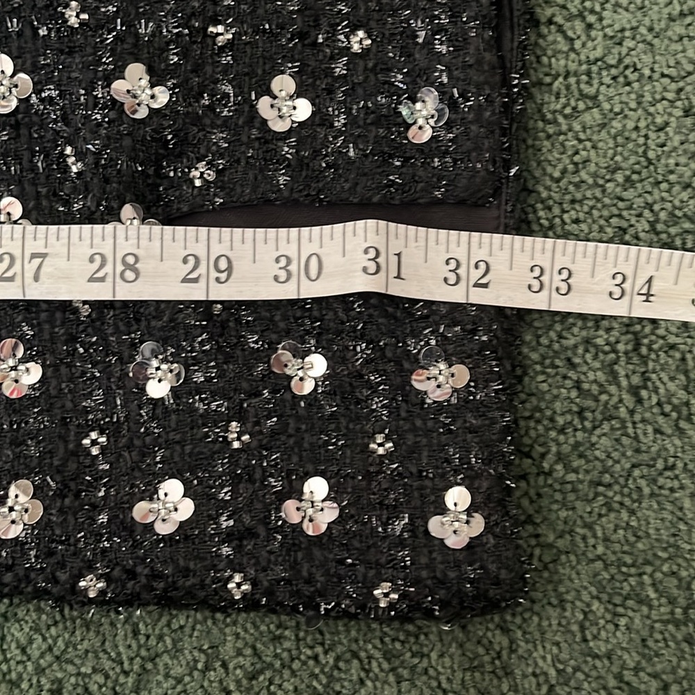 Storia Sequin Tweed Clovers Flowers Side Slit Mini Party Dress Size Large - Picture 15 of 16